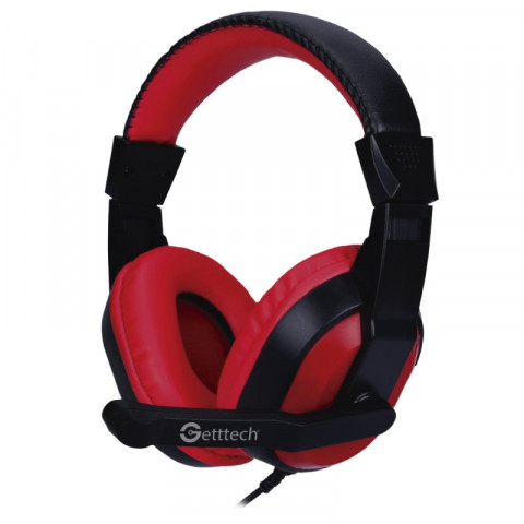 Getttech Diadema con Micròfono Stream, Negro Con Rojo - Modelo: GH-2100 