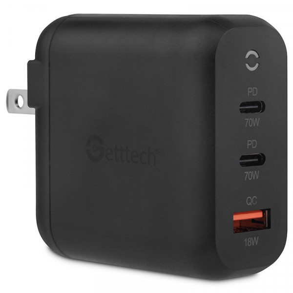 Getttech 70W Fast Charging 3-Port GaN Wall Charger - SKU: GBD-WC70B